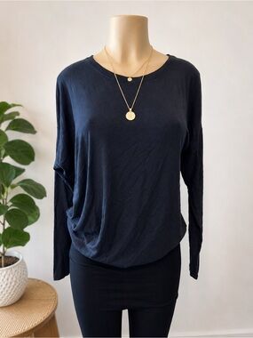 Athleta Navy Long Sleeve Crewneck Tee